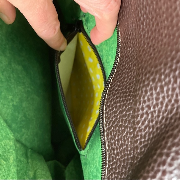 Brown Faux Leather Side Tote Purse w/ Colorful Detailing - Picture 11 of 12